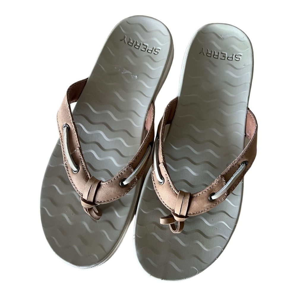 Sperry Top-Sider Waveside Brown Leather Women's Flip Flop Size 8.5M - Picture 4 of 6